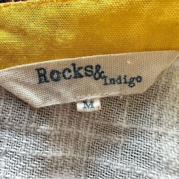 Rocks & Indigo Yellow Embroidered Boho Blouse Size Medium - Picture 10 of 11